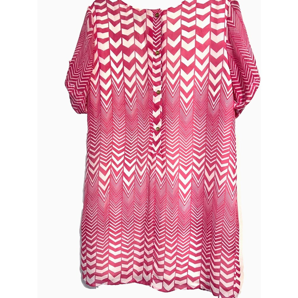 As You Wish Vintage Y2K Pink Chevron Overlay Sheath Dress SIZE XL